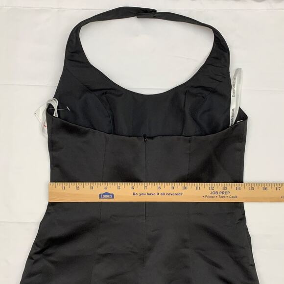 David's Bridal 4 bridesmaid prom formal gown dress Halter Satin Black short NEW - Picture 10 of 13
